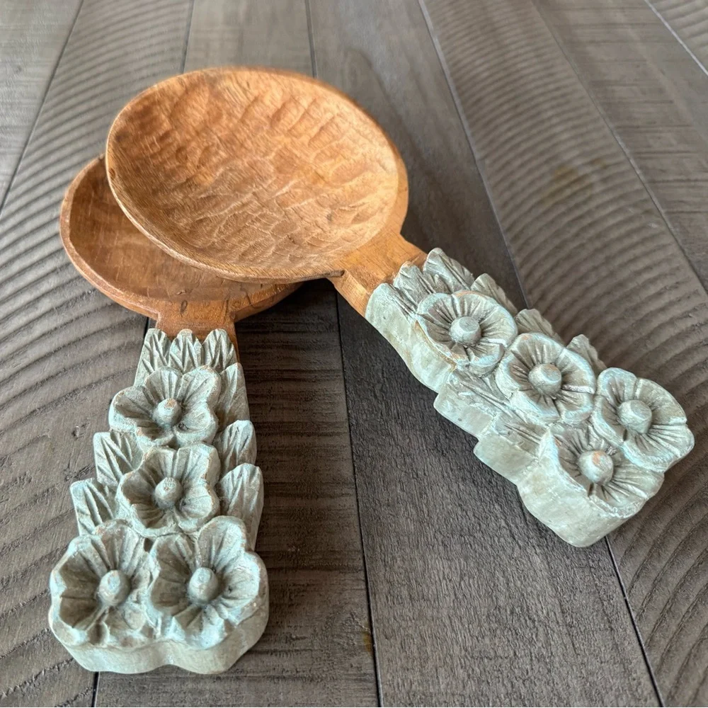 Valley of Flowers Handcrafted Wooden Fork & Spoon Salad Servers